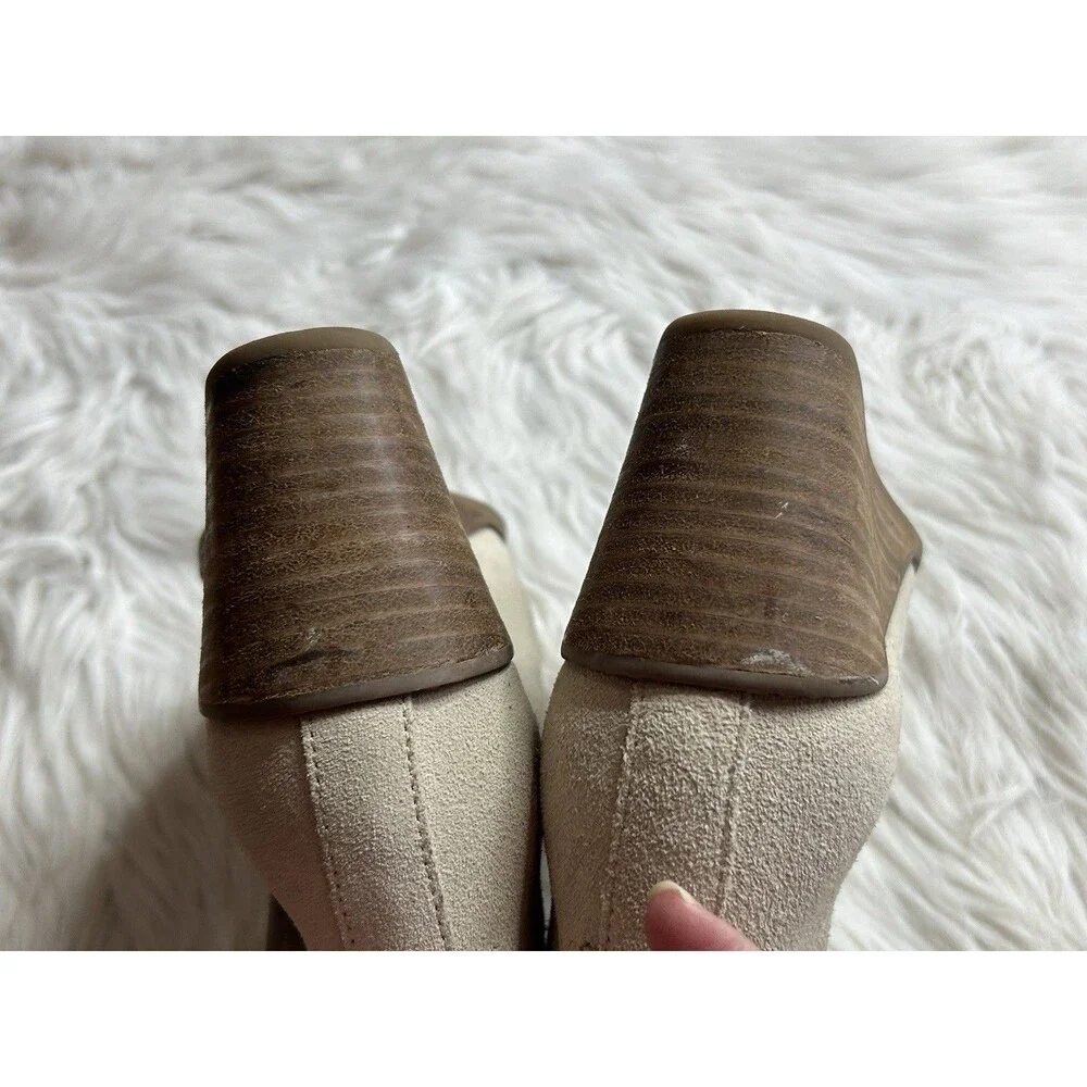 TOMS Women’s 8.5 Sand Beige Leather Wedge Ankle Booties Neutral Boho Career